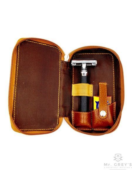 Шкіряний чохол для Т-подібної бритви і лез Parker LP4 Leather Safety Razor Travel Case 3778 фото