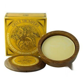 Мыло для бритья Geo F Trumper Sandalwood Hard Shaving Soap в чаше из дерева 4357 фото