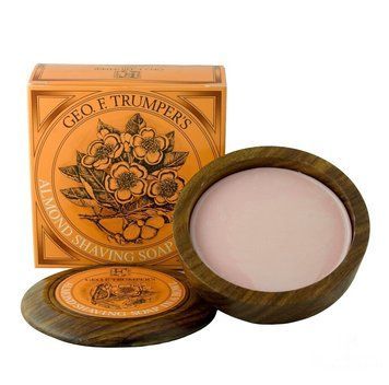 Мыло для бритья Geo F Trumper Almond Hard Shaving Soap в чаше из дерева 4359 фото