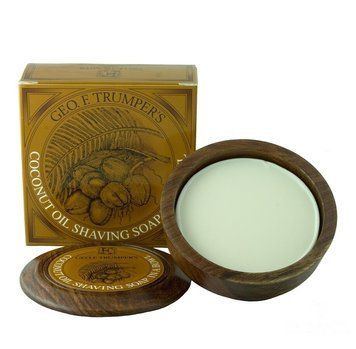Мыло для бритья Geo F Trumper Coconut Oil Hard Shaving Soap в чаше из дерева 4351 фото