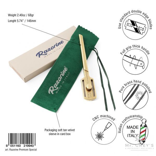 Опасная бритва Razorine Premium Special Brass Shavette Razor 5299 фото